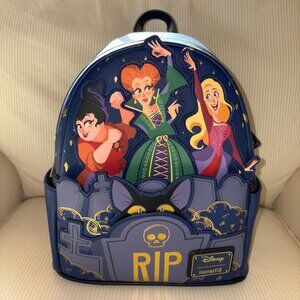 Disney Loungefly Hocus Pocus Mini Backpack NWT Sanderson Sisters Purple Blue RIP